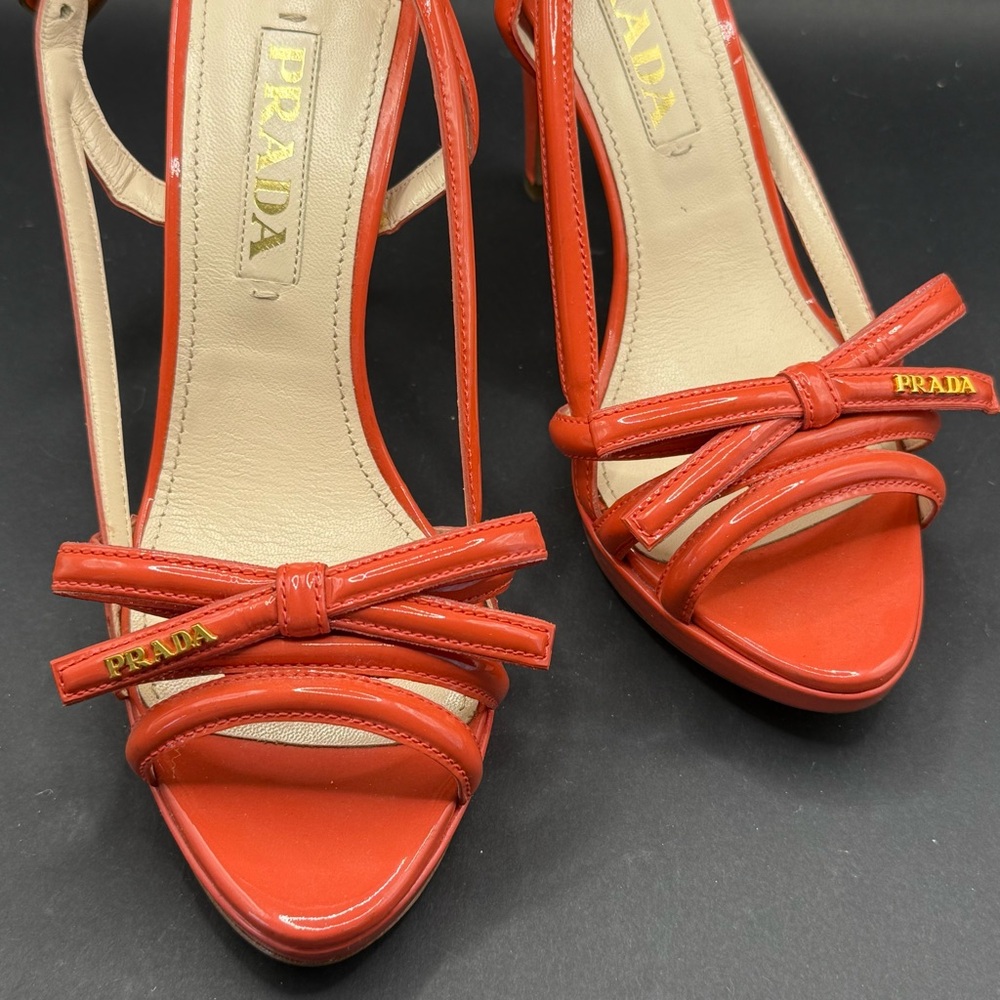 Prada Coral patent leather slingback heels - Picture 8 of 14